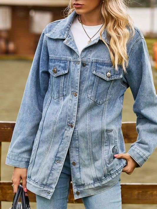 Lidi - Button Down Jeansjacke aus gewaschenem Denim