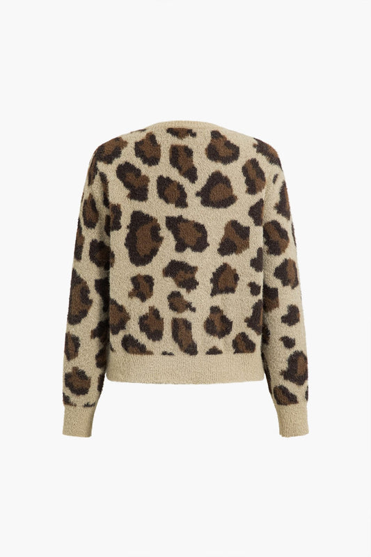 Leona | Weicher Strick-Cardigan mit Leopardenmuster – Trendy & Bequem