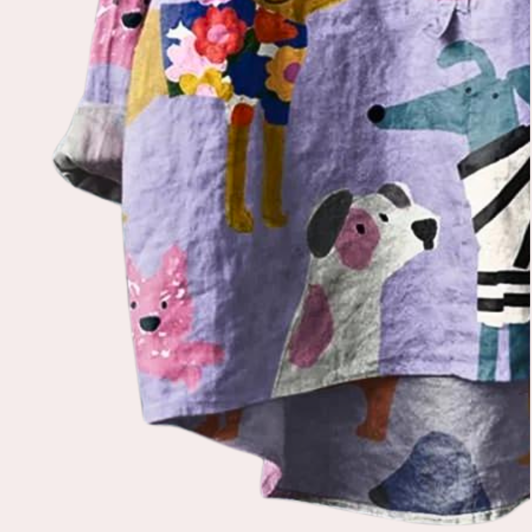 Sommerfeld | Lange Damenbluse mit verspieltem Hundeprint
