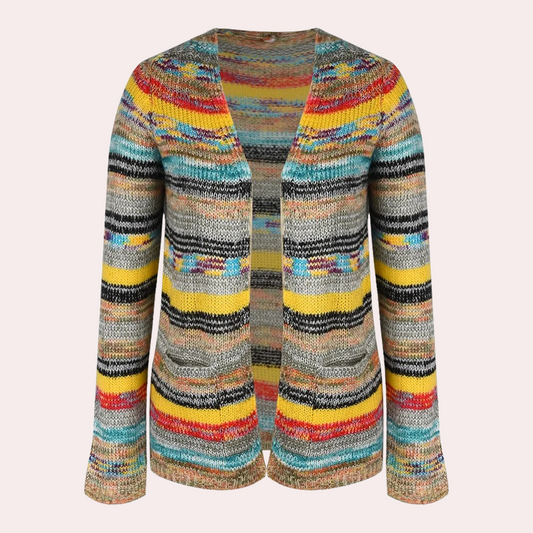 Lina - Lebendige Strickjacke für Damen mit modischem V-Ausschnitt