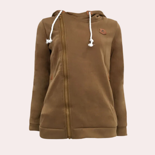 Kanny - Stylischer Damenpullover mit Reißverschluss und bequemer Kapuze