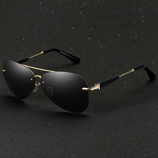 Alec - Stylische schwarze polarisierte Piloten-Sonnenbrille für Männer