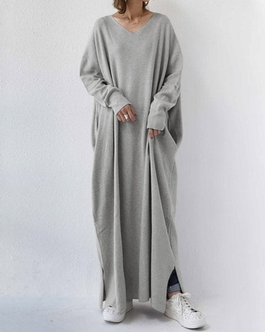 Serenya™ - Modisches Kleid mit langen Ärmeln und V-Ausschnitt