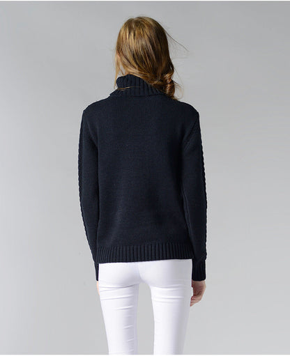 Damen Rollkragenpullover mit langen Ärmeln und Kabelstrick