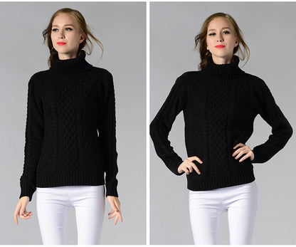 Damen Rollkragenpullover mit langen Ärmeln und Kabelstrick