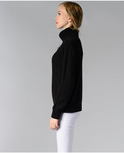 Damen Rollkragenpullover mit langen Ärmeln und Kabelstrick