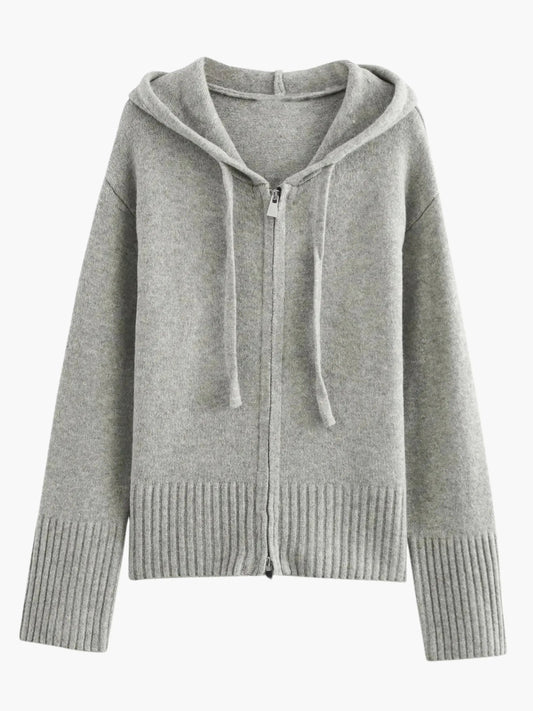 Kornelia | Strickjacke mit Kapuze und Reißverschluss