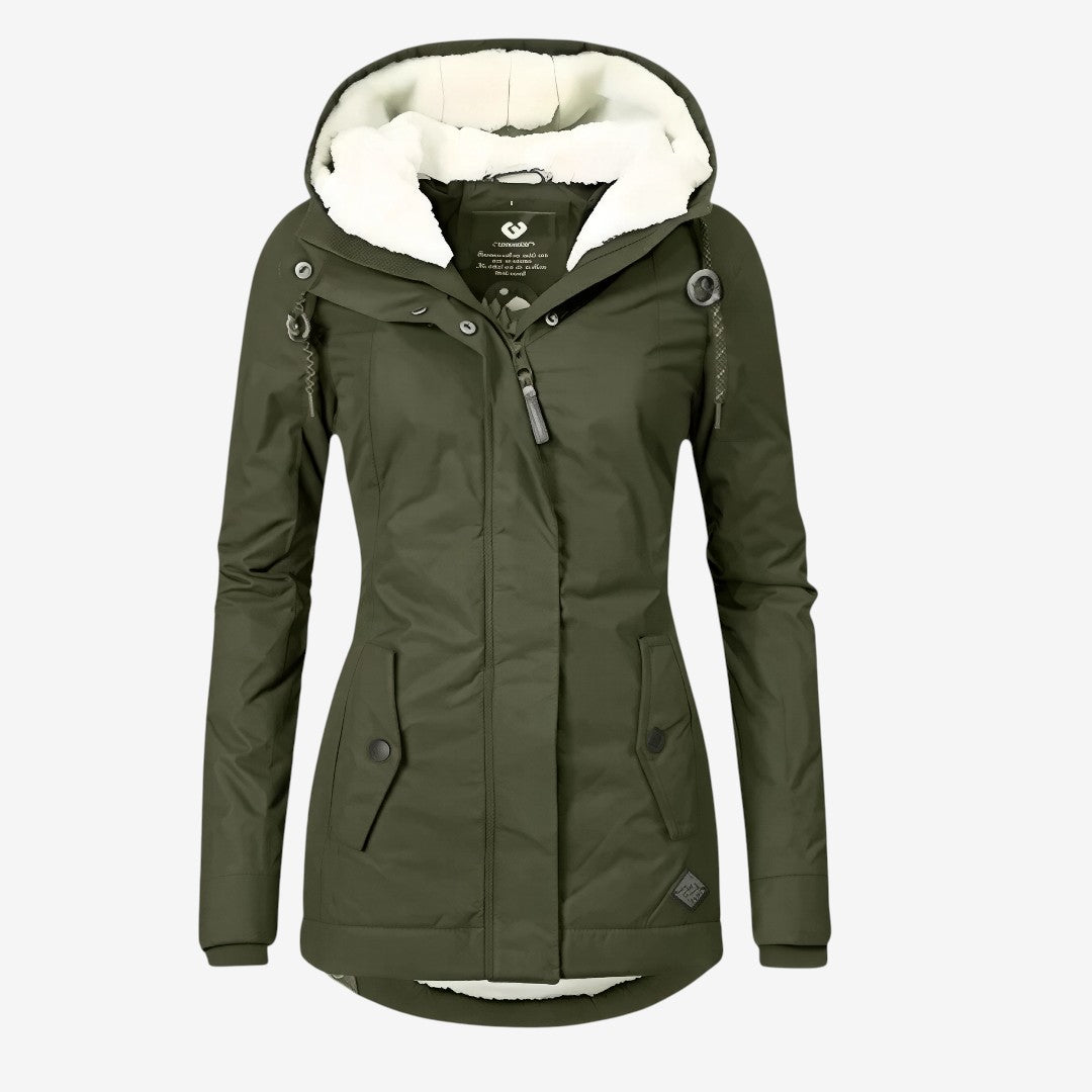 Beate - Wasserdichte Lange Jacke mit Kapuze und Futter