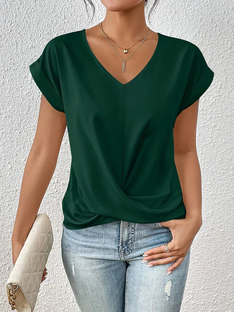 CLEO - LÄSSIGES T-SHIRT MIT SWEETHEART-AUSSCHNITT