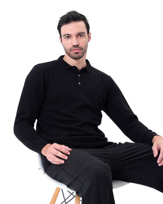 Bennett | Luxuriöser Herren Kaschmirpullover mit Polokragen & Knopfleiste