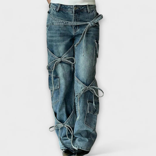 Cindy - Utility Denim Jeans mit Knotendetail