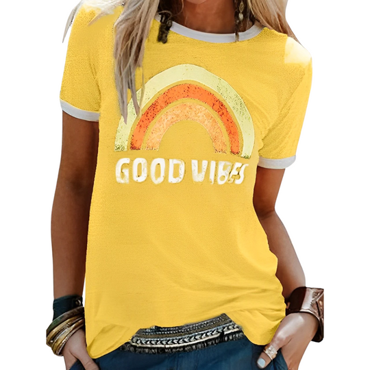 Valentina™ - "Good Vibes" Modisches Statement-T-Shirt