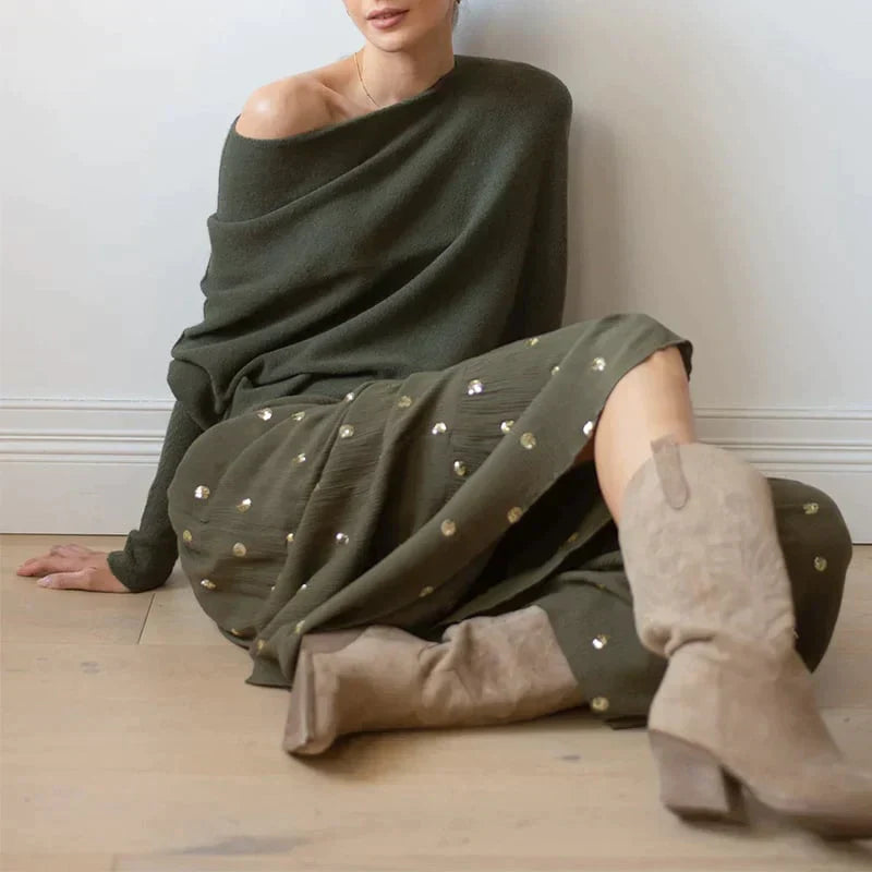 Asymmetrisch drapierter Pullover