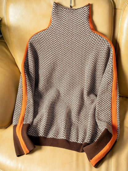 Malou™ | Rollkragenpullover mit auffälligen Kontraststreifen