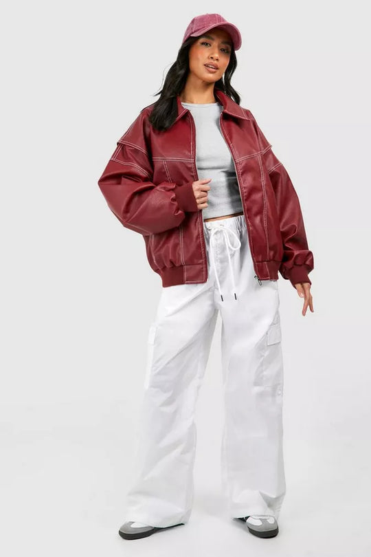 Faye™ - Oversized Lederjacke